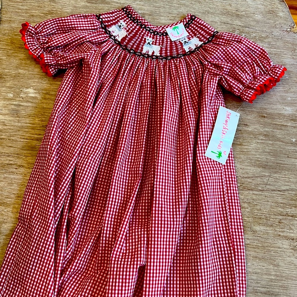 Girls Size 7, shrimp and grits smocked dress